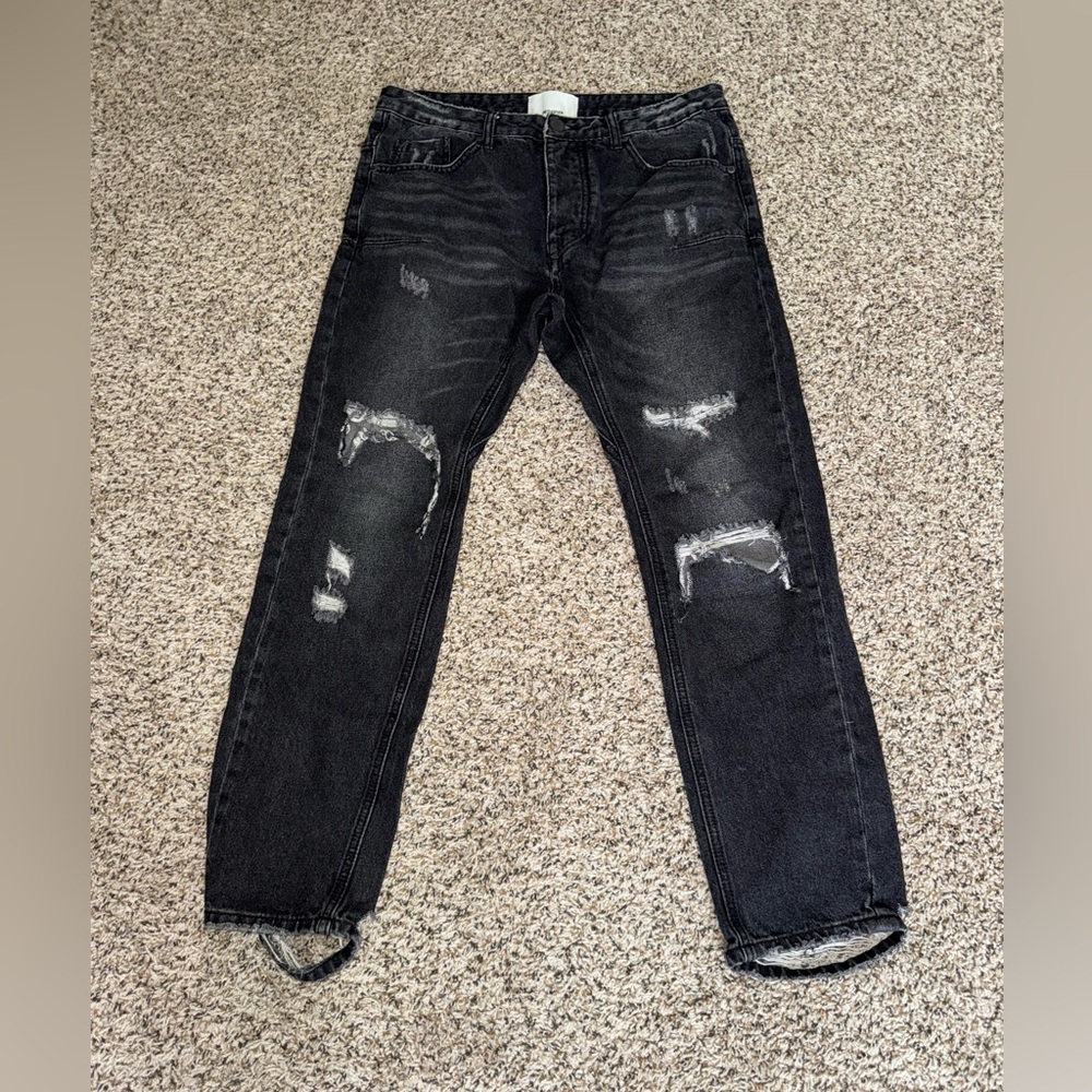 ONE TEASPOON MEN’S BLACK METAL JEANS Size 32